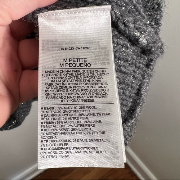 Banana Republic Crewneck Sweater Steel Gray Silver Metallic - Picture 13 of 13